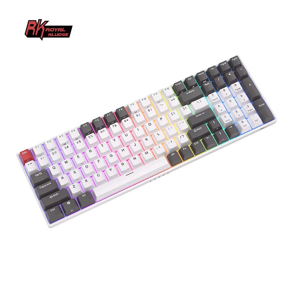 RK100 Russian Mechanical Keyboard Tri-Mode RGB Backlit 100Keys Bluetooth 2.4G Wireless Hot Swappable Gamer Keyboard