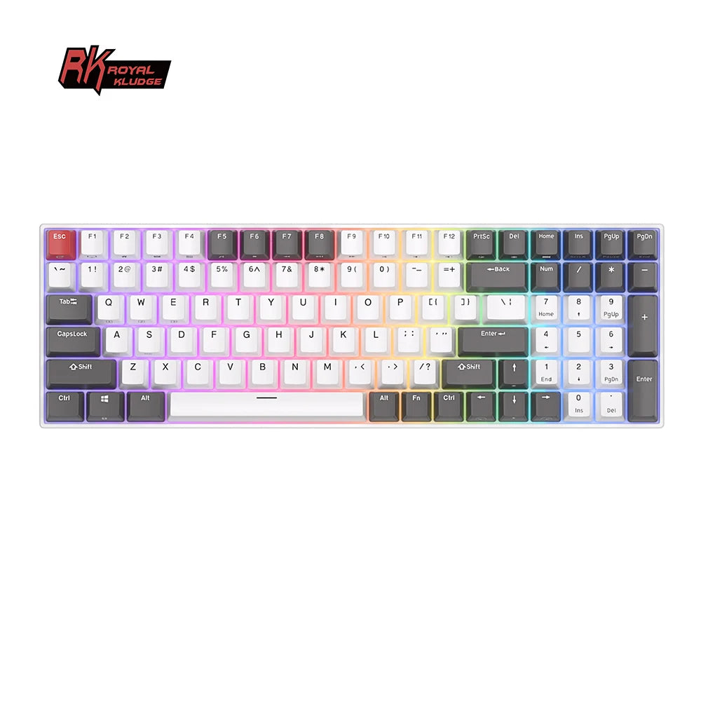 RK100 Russian Mechanical Keyboard Tri-Mode RGB Backlit 100Keys Bluetooth 2.4G Wireless Hot Swappable Gamer Keyboard