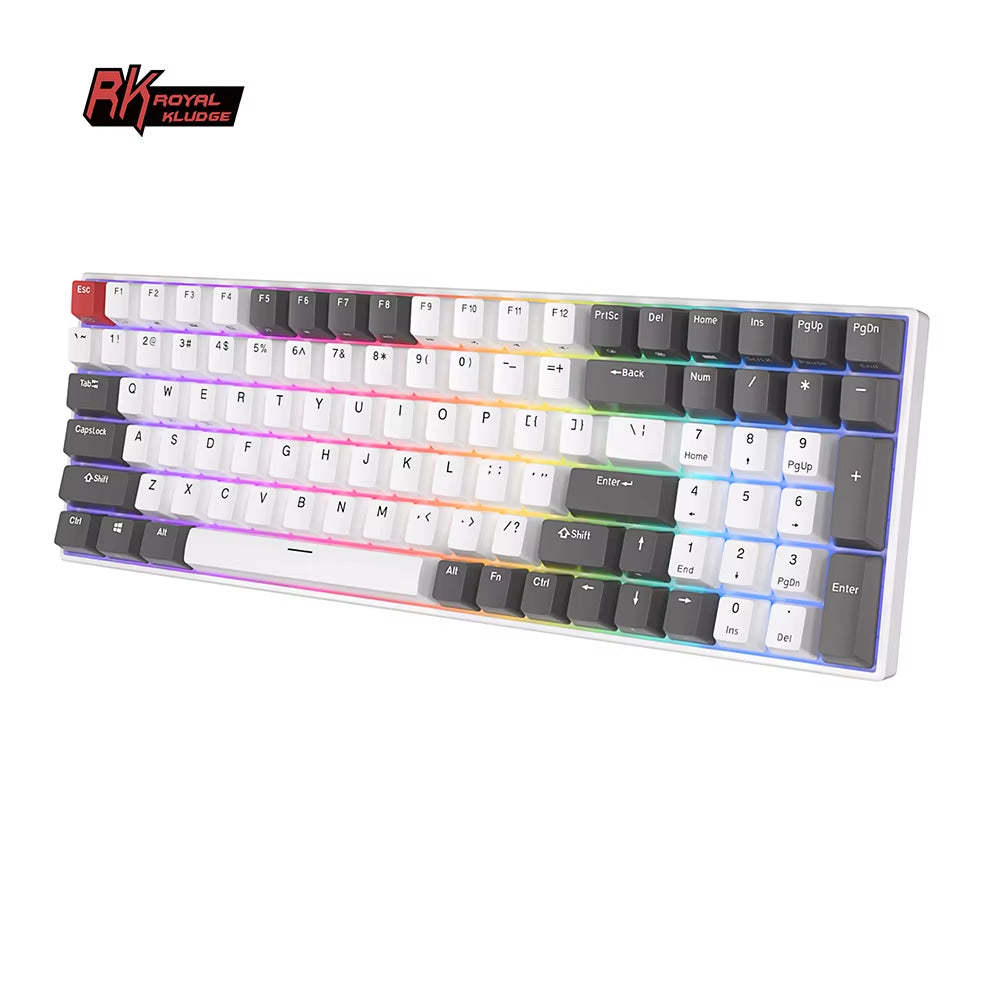 RK100 Russian Mechanical Keyboard Tri-Mode RGB Backlit 100Keys Bluetooth 2.4G Wireless Hot Swappable Gamer Keyboard