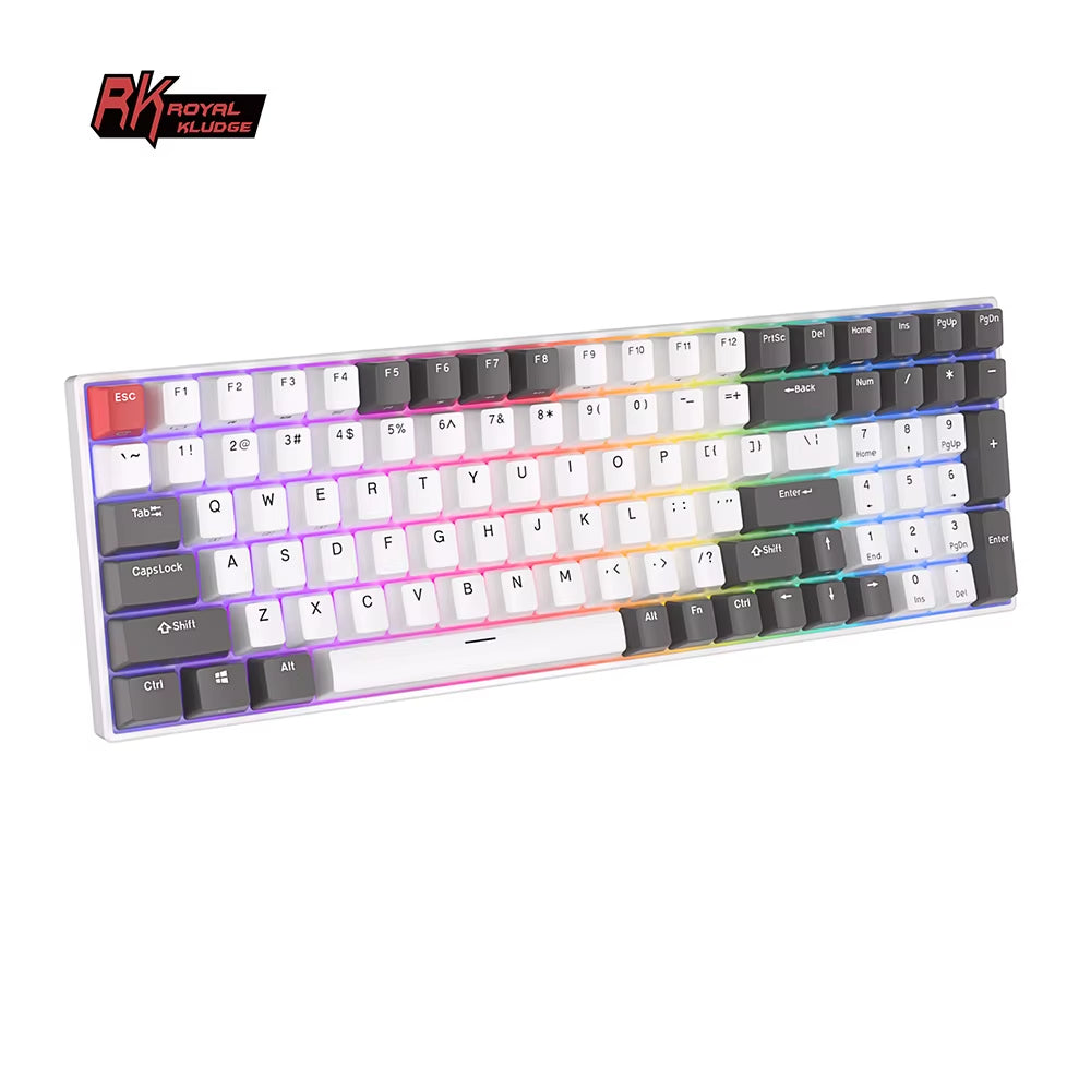 RK100 Russian Mechanical Keyboard Tri-Mode RGB Backlit 100Keys Bluetooth 2.4G Wireless Hot Swappable Gamer Keyboard