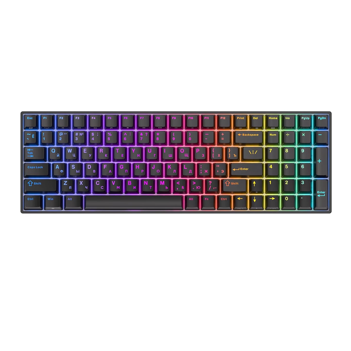 RK100 Russian Mechanical Keyboard Tri-Mode RGB Backlit 100Keys Bluetooth 2.4G Wireless Hot Swappable Gamer Keyboard